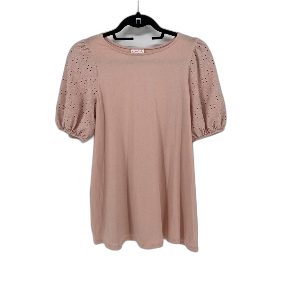 Isabel Maternity Pink Puff Short Sleeve Shirt Womens Small